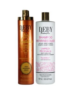 Deby Hair Lissage Indien 13 Shampooing clarifiant Deby Hair anti-résidus 1L + Lissage Indien Deby Hair Lisa Indian 1L