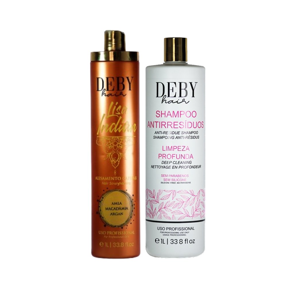 Shampooing clarifiant Deby Hair anti-résidus 1L + Lissage Indien Deby Hair Lisa Indian 1L