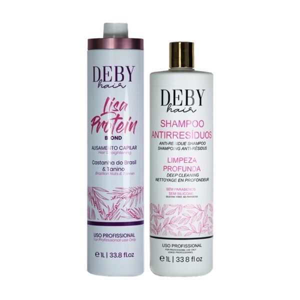 Shampooing clarifiant Deby Hair anti-résidus 1L + Lissage Deby Hair Lisa Protein Blond 1L