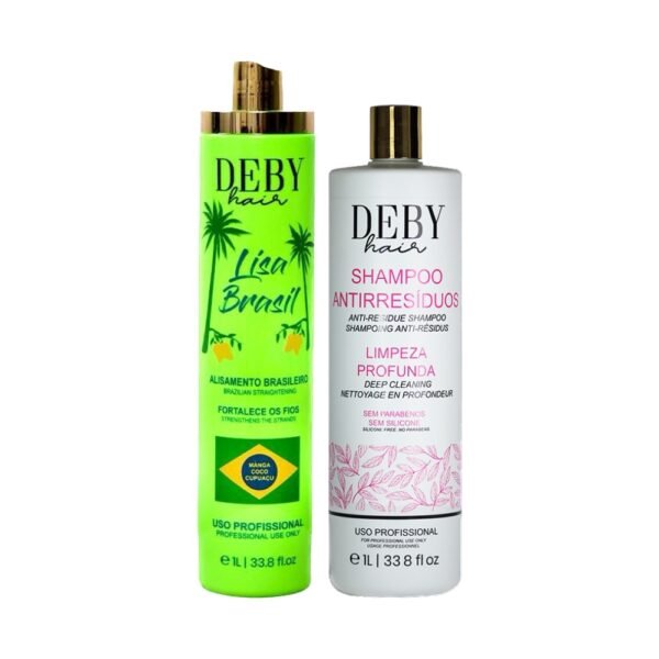 Shampooing clarifiant Deby Hair anti-résidus 1L + Lissage Brésilien Deby Hair Lisa Brasil 1L