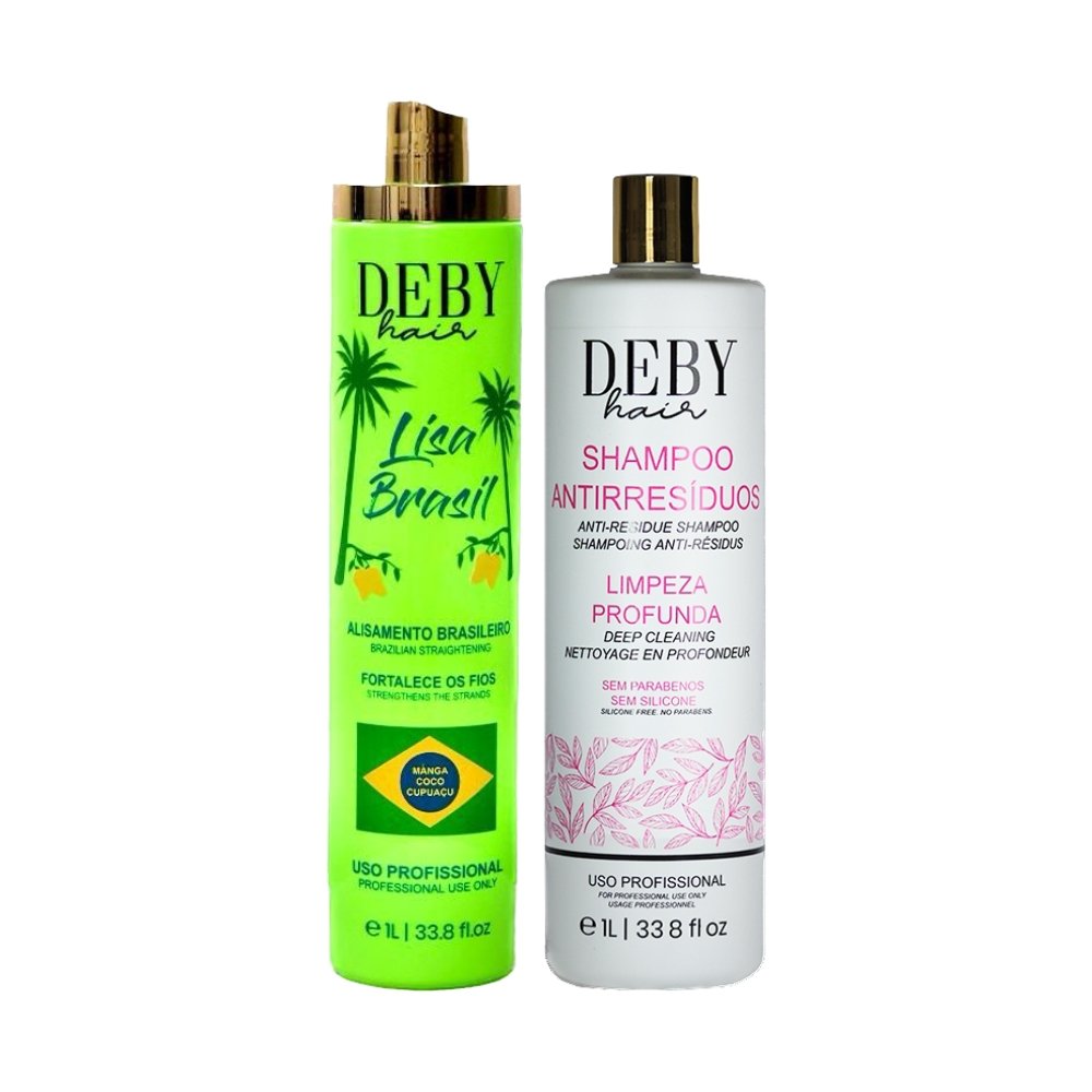 Shampooing clarifiant Deby Hair anti-résidus 1L + Lissage Brésilien Deby Hair Lisa Brasil 1L