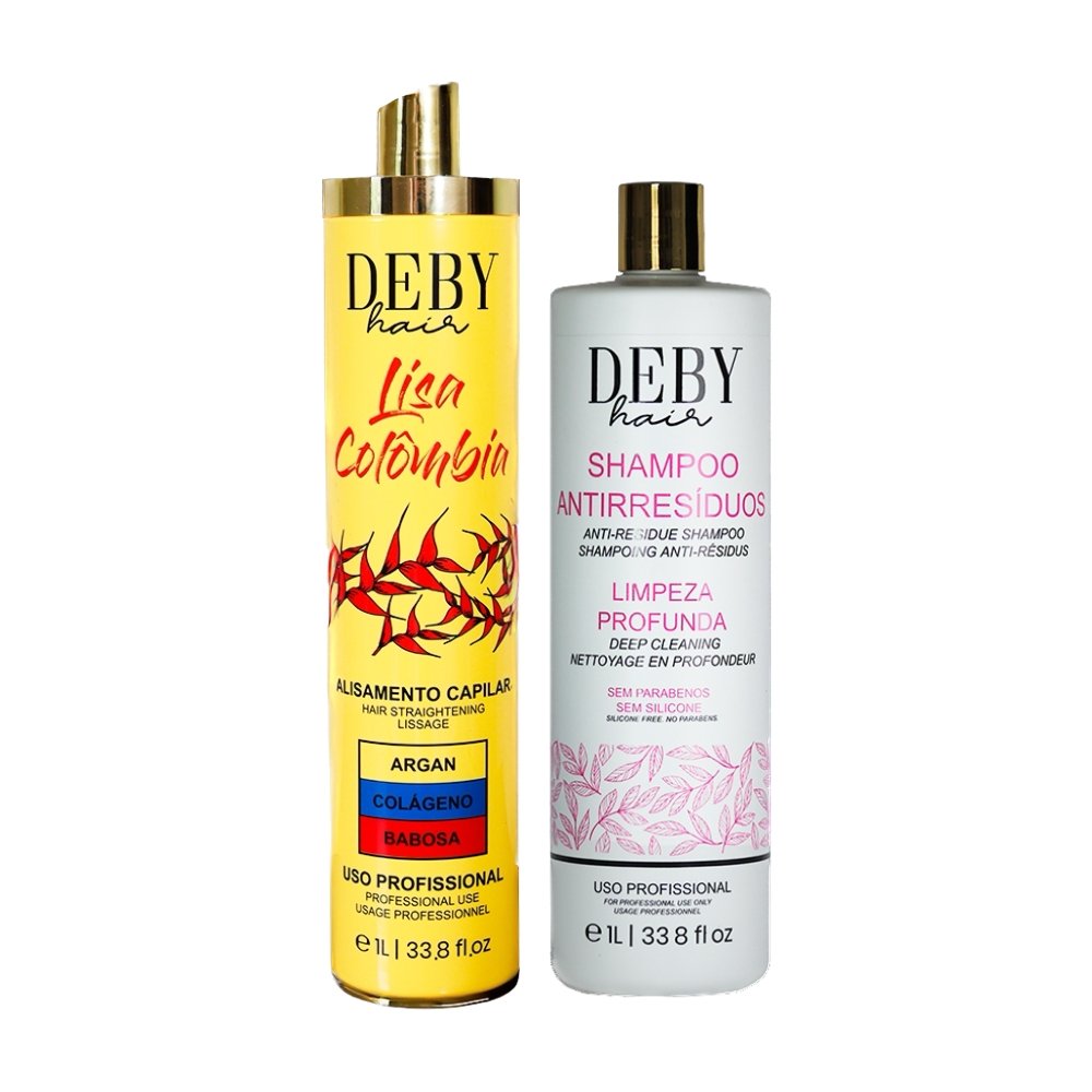 Shampooing clarifiant Deby Hair anti-résidus 1L + Lissage Colombien Deby Hair Lisa Colombia 1L
